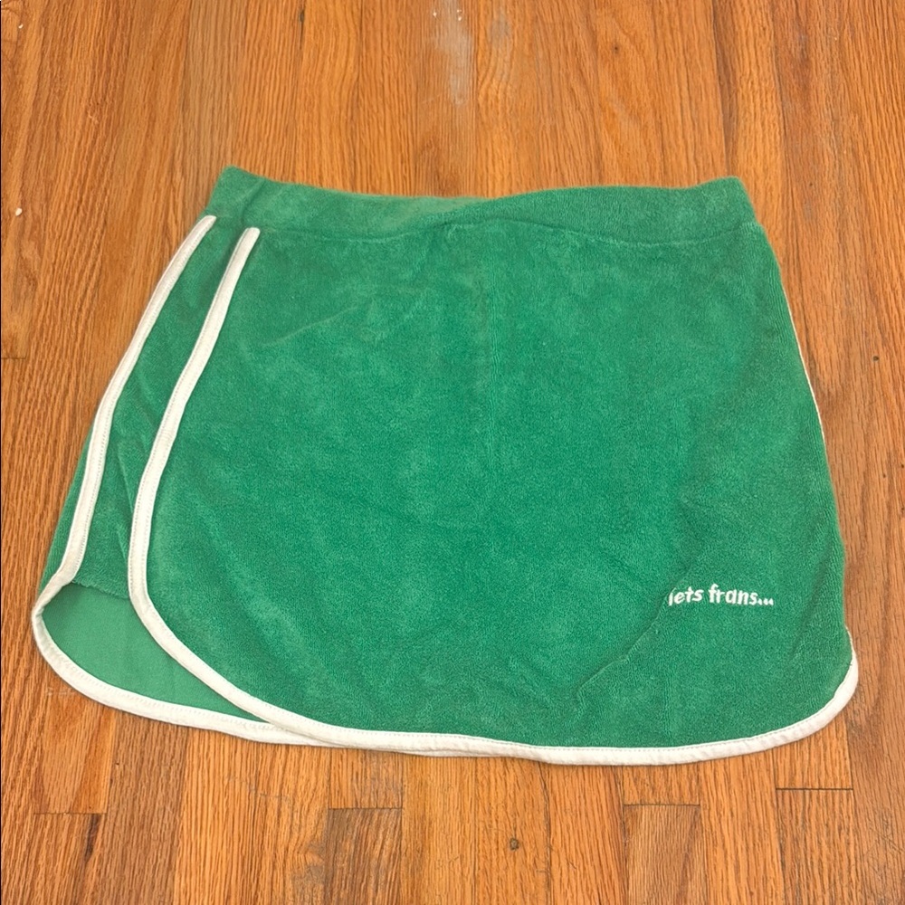 Green Mini Skirt with White Trim